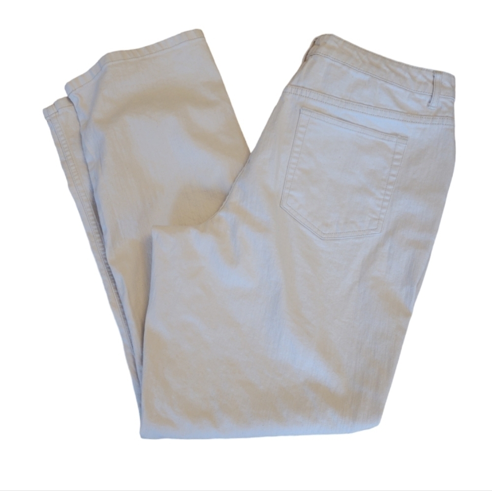 Coldwater Creek  High Rise Cream Colored Straight Leg Denim Jeans Size‎ 16